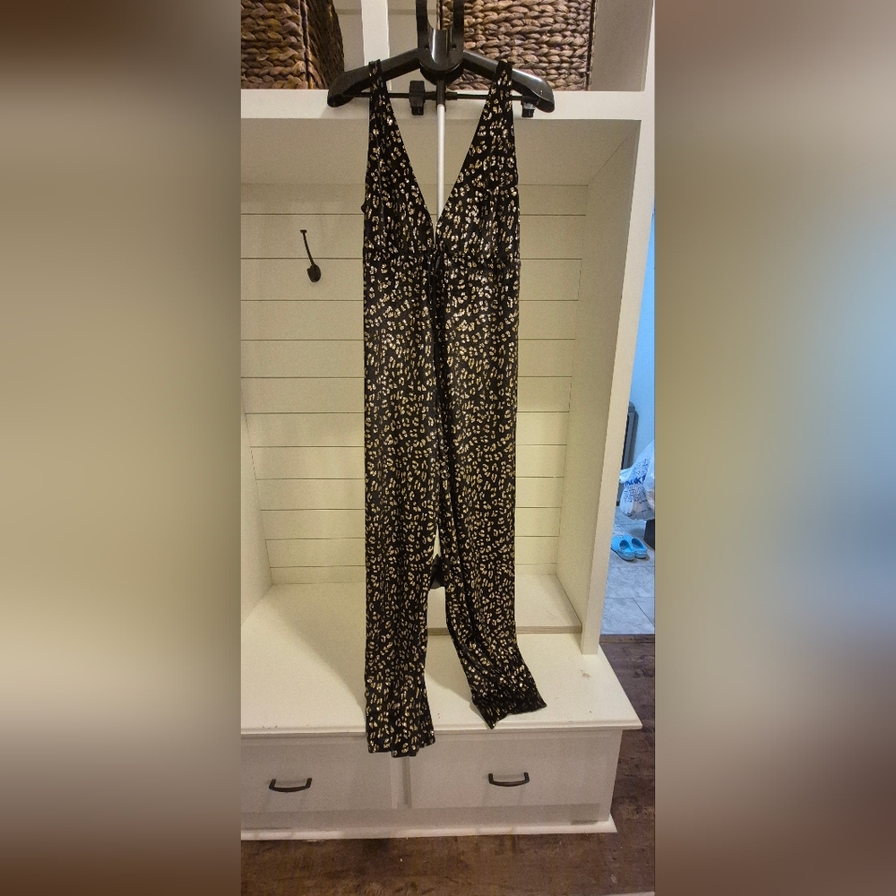 Show Me Your Mumu Leona Jumpsuit Medium Wide Leg Stretchy V Back - Picture 2 of 7